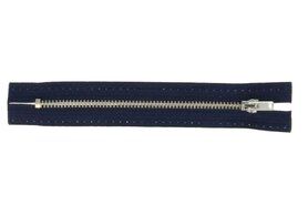 Zierreißverschlüsse - Metall-Reißverschluss (silber) dunkelblau 0210 10 cm.