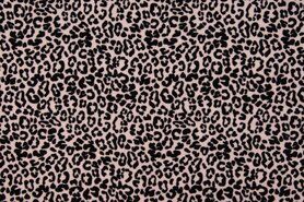 80% katoen, 20% polyester stoffen - OR2500-013 Organic nicky velours panterprint dusty pink