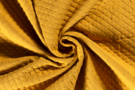 Gele stoffen - Doorgestikte stof - Hydrofiel gewatteerd gouden stipjes - oker - 16540-034