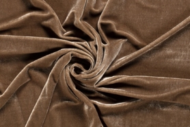 95% polyester, 5% elastan stoffen - Tricot stof - Fluweel rekbaar - camel - 3348-052