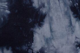 Kledingstoffen - Tricot stof - tie dye - donkerblauw - K23032-008