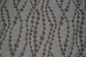 Polyester en lycra stoffen - Tricot stof - strepen en stippen - beige - 964351-41