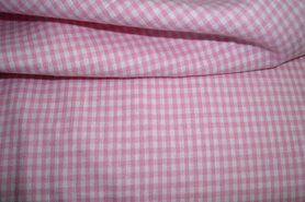 Roze Ledikantdeken stoffen - Katoen stof - boerenbont mini ruitje roze - 0.2 - 5581-011