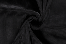 Zwarte stoffen - Ribcord stof - grof - zwart - 3044-069