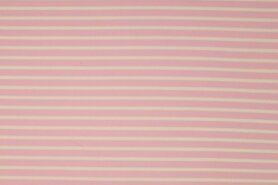 Gestreepte stoffen - Tricot stof - punta di roma gestreept - roze - 964078-12