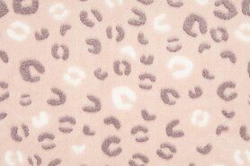 Badjas stoffen - Fleece stof - jacquard leopard - roze - 4007-521