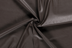 Polyester en lycra stoffen - Kunstleer stof - stretch - taupe - 3629-027