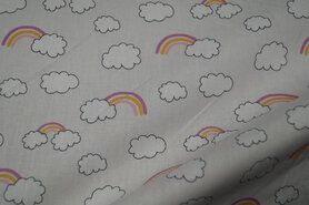 Katoen Dapper stoffen - Katoen stof - regenboog - lichtgrijs - 15792-061