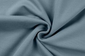 96% katoen, 4% elastan stoffen - Tricot stof - french terry - dusty blauw - RS0196-920
