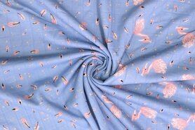 Baumwollstoffe - Ptx Sommer21 358002-72 Musselin Flamingo blau