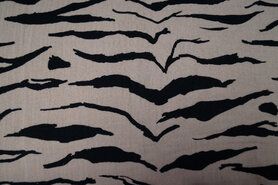 Dierenprint stoffen - Katoen stof - hydrofielstof zebra - zandbeige - 18996-171