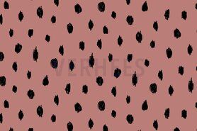Zomer stoffen - Tricot stof - soft sweattricot dots - oudroze - 7761-019