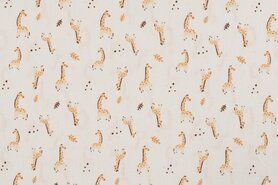 Babykamer stoffen - Katoen stof - poplin giraffe - wit - K15059-510