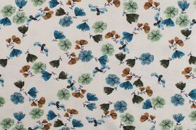Bloemen Tricot - Jersey Stoff - Blumen und Schmetterlinge - dusty mint - K10112-210