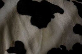 Zachte stoffen - Polyester stof - Dierenprint koe vlekken - off-white/zwart - 4501-051