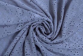Voorjaar stoffen - Tricot stof - broderie - blauw - 16695-630