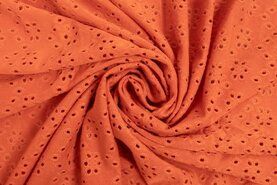 Geborduurde stoffen - Tricot stof - broderie - coral - 16695-534