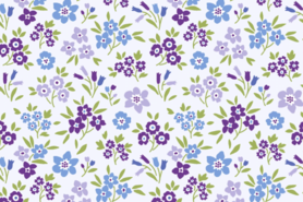 katoenen stoffen bloemen - Katoen stof - poplin bloemen - lila - 19407-043