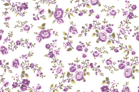Paarse stoffen - Katoen stof - poplin bloemen - lila - 19411-044