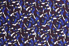 Bloemen motief stoffen - Polyester stof - fantasie bloemen - blauw - 435006-41