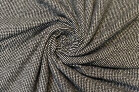 Wol en polyester stoffen - Gebreide stof - gebreid - zwart wit - 417031-41