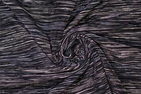 Zwarte stoffen - Polyester stof - plisse printed - zwart - 417025-73