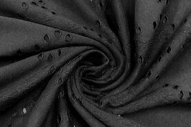 Zwarte stoffen - Tricot stof - broderie - zwart - 312513-999