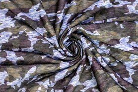 Uitverkoop - Tricot stof - camouflage - groen bruin - 325032-71