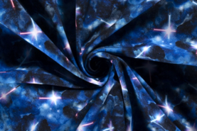 Kobalt blauwe stoffen - Softshell stof - digitaal bedrukt fantasie - kobalt - 18413-005