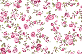 Katoenen stoffen - Katoen stof - poplin bloemen - roze - 19411-012