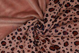 Dierenprint stoffen - Tricot stof - sweat fur - leopard - oudroze - 19/9759-012