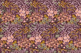 Dekoration und Einrichtung - Baumwolle - poplin Blumen - aubergine - 9926-004