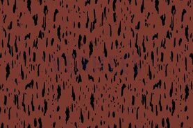 Oranje stoffen - Tricot stof - dots en shapes - terra - 19/9851-122