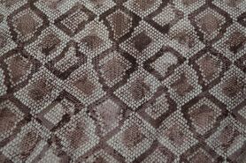 Katoen met polyester stoffen - Tricot stof - dierenprint - bruin - 922403-51
