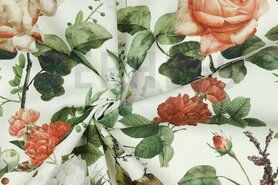 Bloemen motief stoffen - Canvas stof - rozen - wit - 8773-002