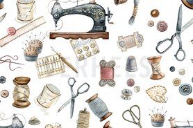 Feeststoffen - Canvas stof - sewing kit - wit - 8097-009