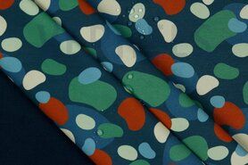 Exclusieve stoffen - Softshell stof - colourful spots - donkerblauw - 19/9798-003