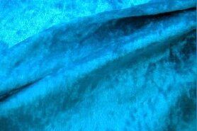Turquoise stoffen - Velours de panne stof - turquoise - 5666-004