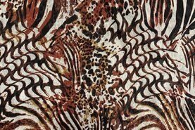 Bruine stoffen - Polyester stof - mesh mixed animal - bruin - 19081-400