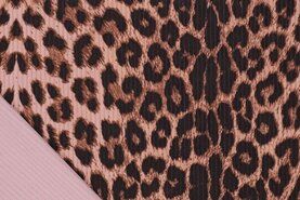 Ribcord stoffen - Ribcord stof - dierenprint - roze - 19000-092