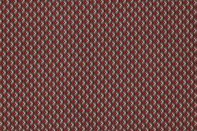 97% Polyester, 3% Elastan stoffen - Tricot stof - angora retro cubes - rood - 19300-400