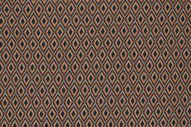 Retro motief stoffen - Tricot stof - jacquard jacqie lurex - bruin - 19111-098