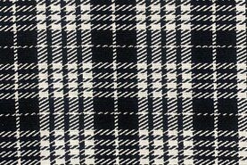 Katoen, polyester, elastan stoffen - Tricot stof - ottoman check - zwart - 18175-998
