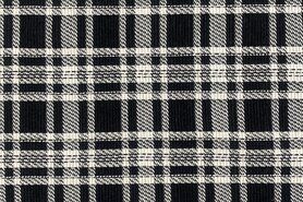 Katoen, polyester, elastan stoffen - Tricot stof - ottoman check - zwart - 18175-999