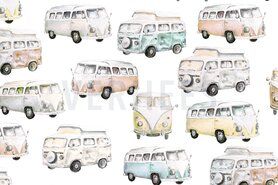 Diverse merken stoffen - Canvas stof - happy camper - wit - 9875-006