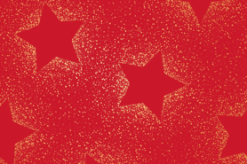 Kerst motief stoffen - Katoen stof - kerst katoen sterren - goud rood - 18737-015