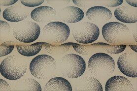 95% katoen, 5% elastan stoffen - Tricot stof - digitaal fantasie cirkels stippen - beige - 20948-22