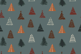 Weihnachtsmotiv - Katoen stof - kerst katoen kerstbomen - mint - 18703-22