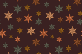 Katoenen stoffen - Katoen stof - kerst katoen sterren bruin - 18702-055