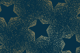 Decoratie en aankleding stoffen - Katoen stof - kerst katoen sterren - donkerblauw goud - 18737-008